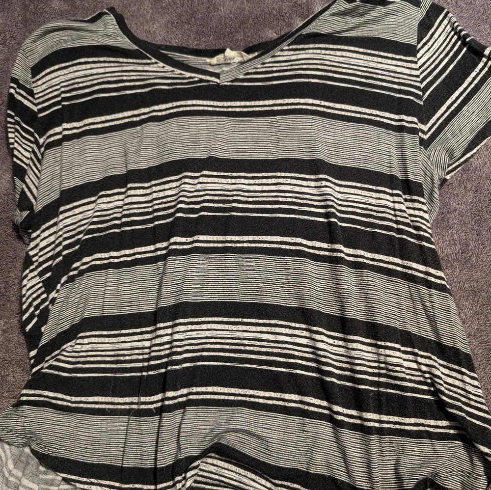 Striped Black and Gray Women's Top